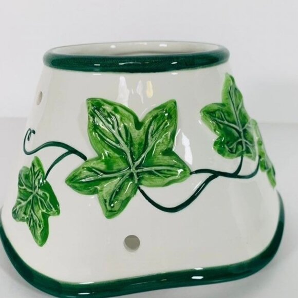 Ivy Vine Candle Shade Yankee Topper Ceramic Scalloped VTG 90s Jar Farmcore Jar S - Picture 5 of 10